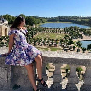 Vintage CORSET Laura Ashley Floral off shoulder dress